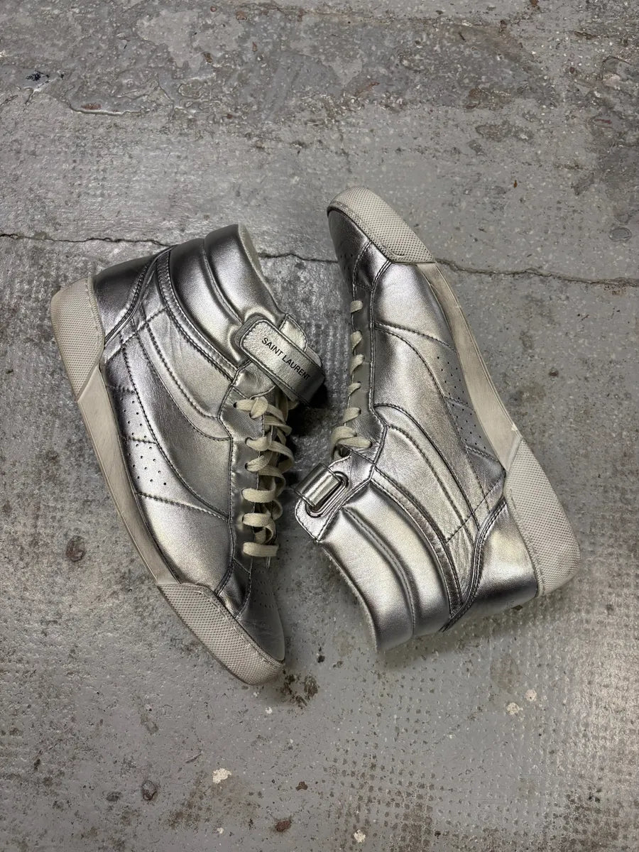 2010s Saint Laurent Lenny Silver Grey High Sneakers XxCLaNS 3