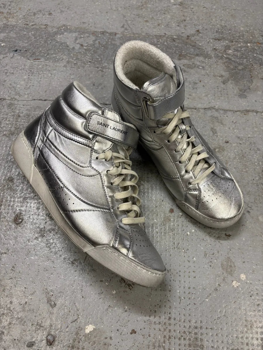 2010s Saint Laurent Lenny Silver Grey High Sneakers XxCLaNS 4
