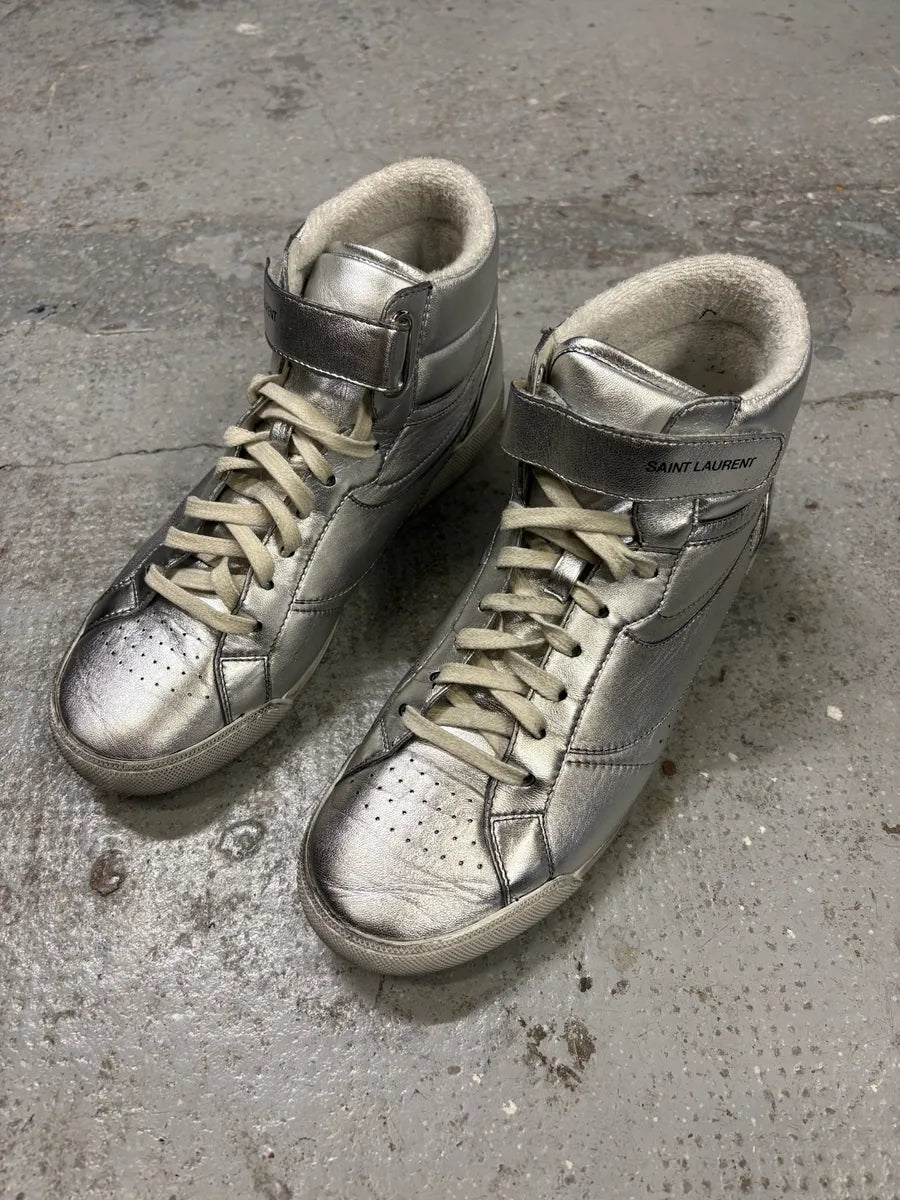 2010s Saint Laurent Lenny Silver Grey High Sneakers XxCLaNS 7