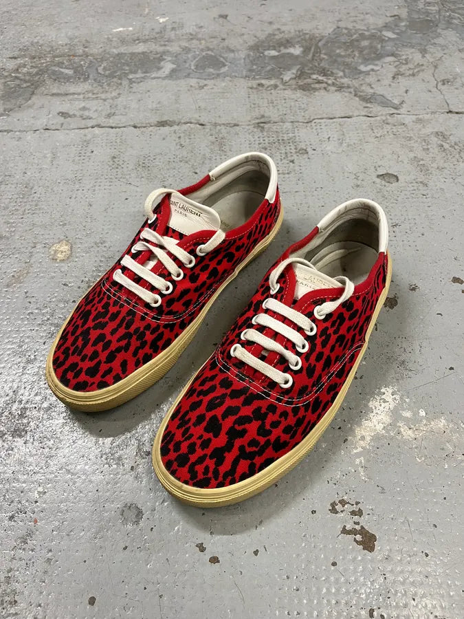 2010s Saint Laurent Red Leopard Low Sneakers ROYgMHE 1