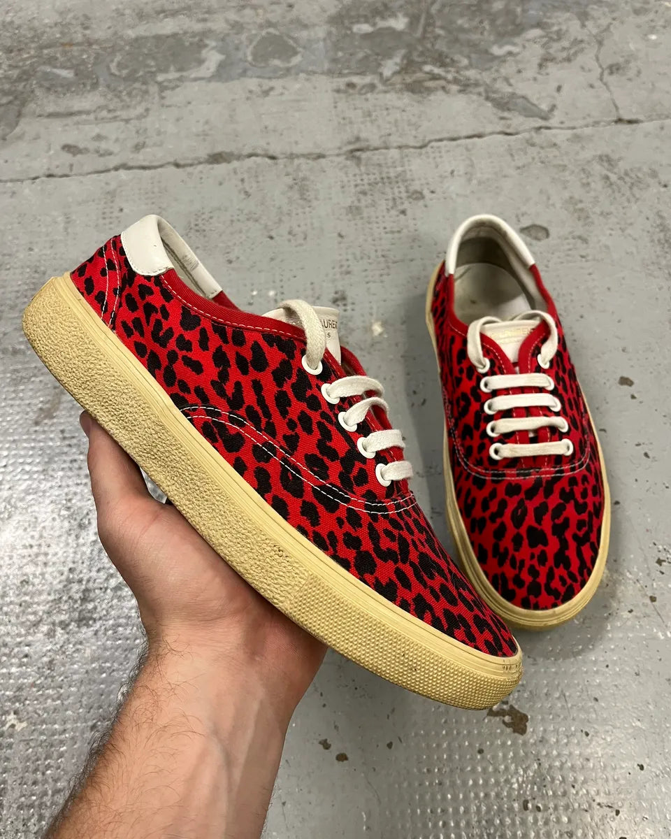 2010s Saint Laurent Red Leopard Low Sneakers ROYgMHE 0