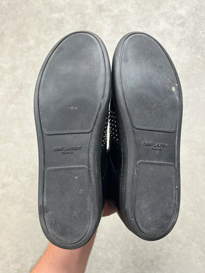 2010s Saint Laurent Studded Black Leather High Sneakers wTbMdrp 5