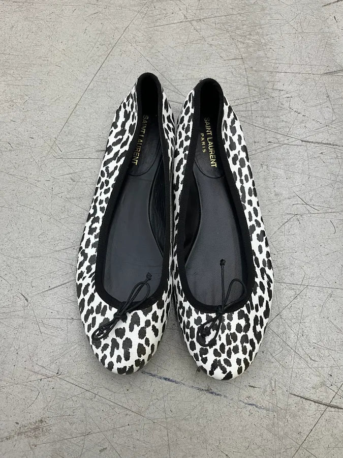 2010s Saint Laurent White Black Panther Flats CFktdai 4