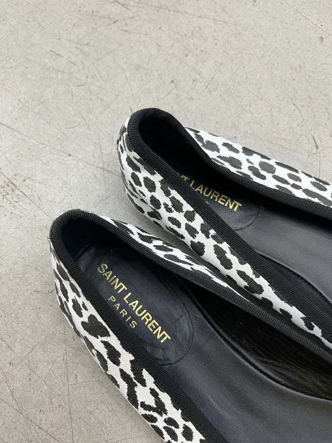 2010s Saint Laurent White Black Panther Flats CFktdai 8