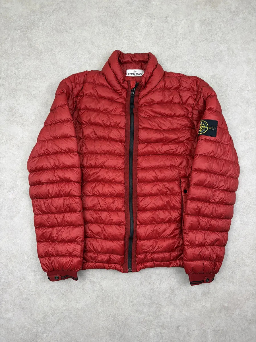 2010s Stone Island Red Nylon Quilted Dyed Down Jacket QgaRIED 0