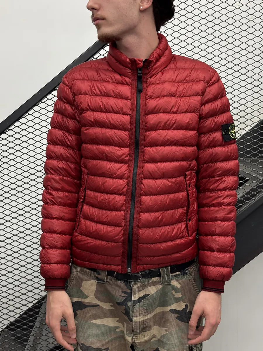 2010s Stone Island Red Nylon Quilted Dyed Down Jacket QgaRIED 1