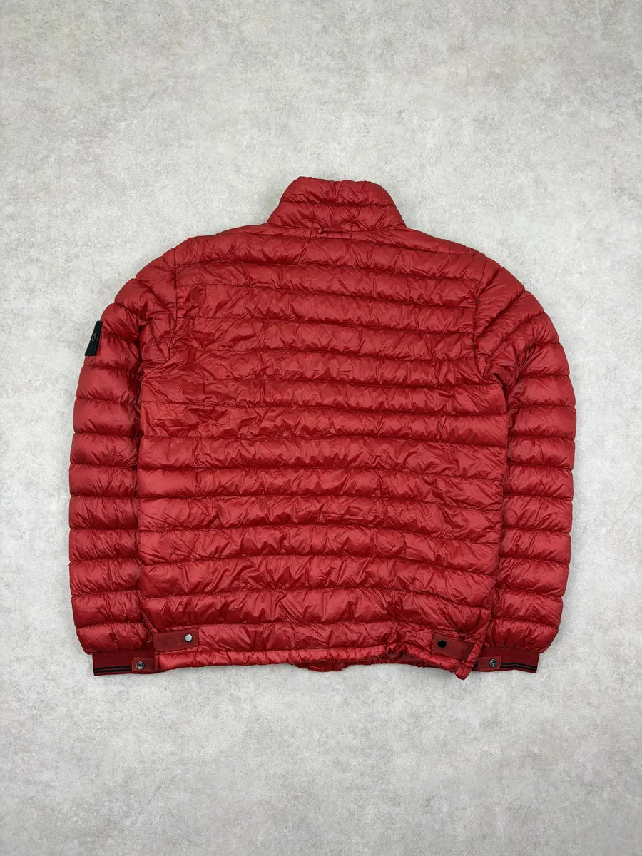2010s Stone Island Red Nylon Quilted Dyed Down Jacket QgaRIED 3