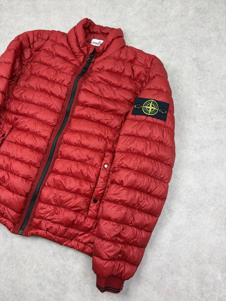 2010s Stone Island Red Nylon Quilted Dyed Down Jacket QgaRIED 4