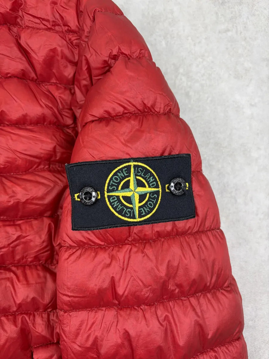 2010s Stone Island Red Nylon Quilted Dyed Down Jacket QgaRIED 6