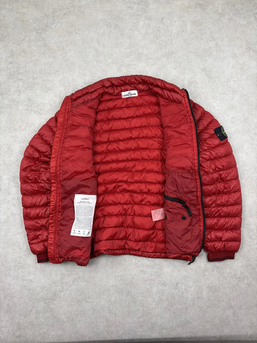 2010s Stone Island Red Nylon Quilted Dyed Down Jacket QgaRIED 7