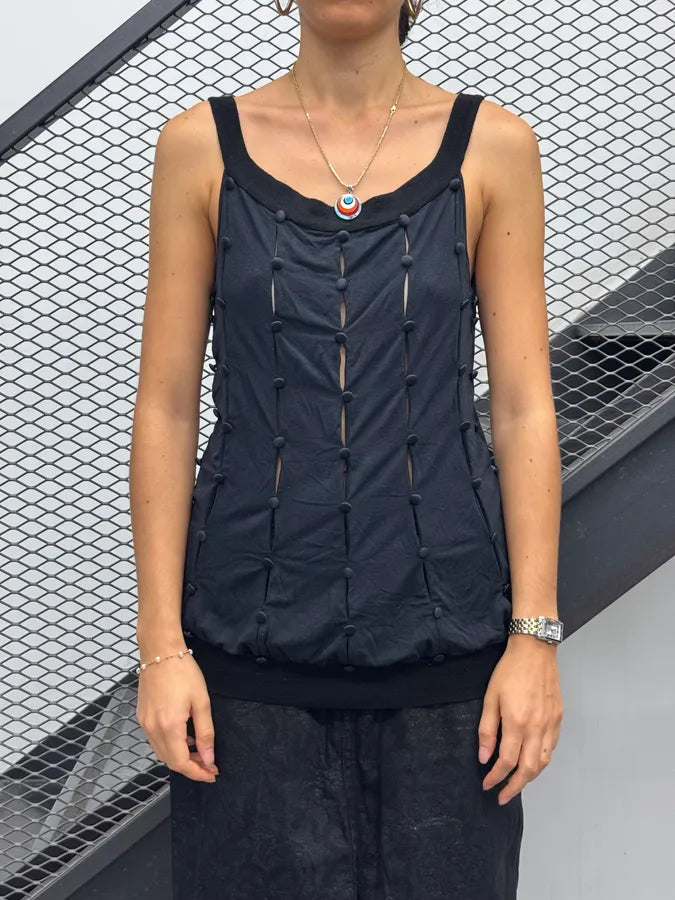 2010s Versace Black Cotton Beaded Top SKAVvGt 0