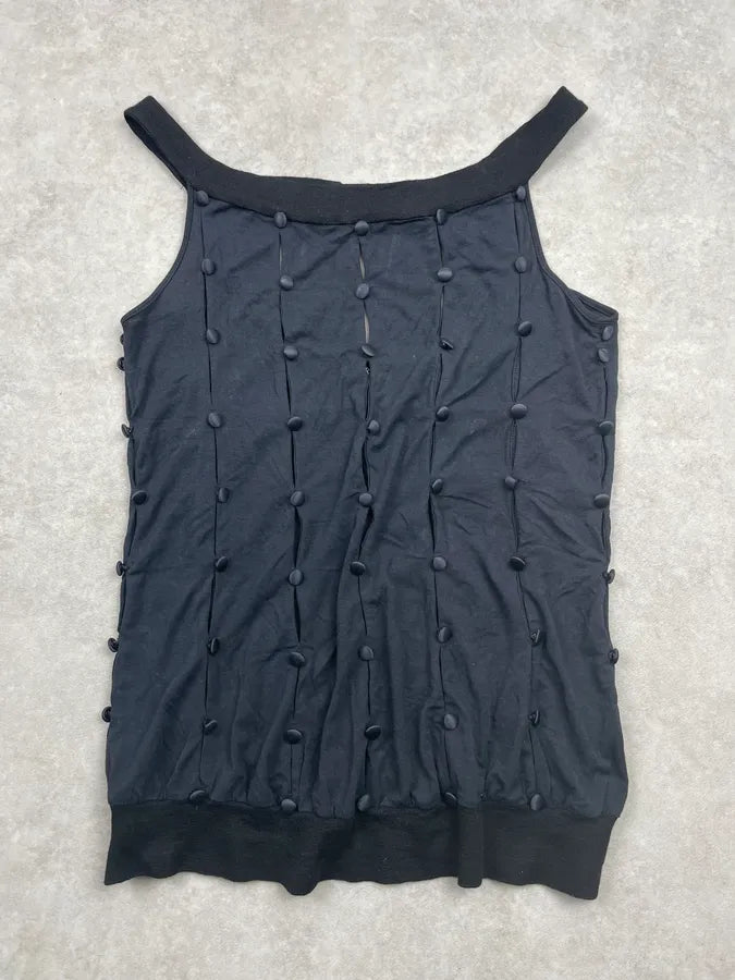 2010s Versace Black Cotton Beaded Top SKAVvGt 2