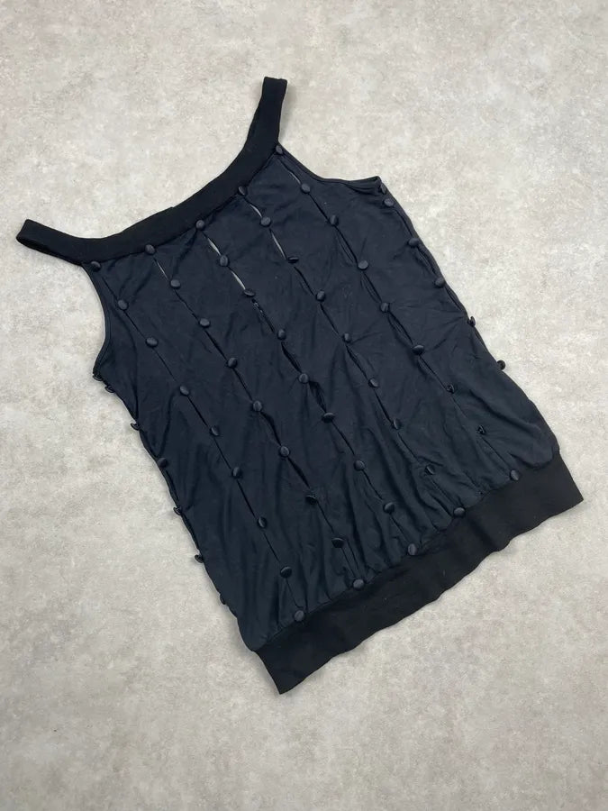 2010s Versace Black Cotton Beaded Top SKAVvGt 3