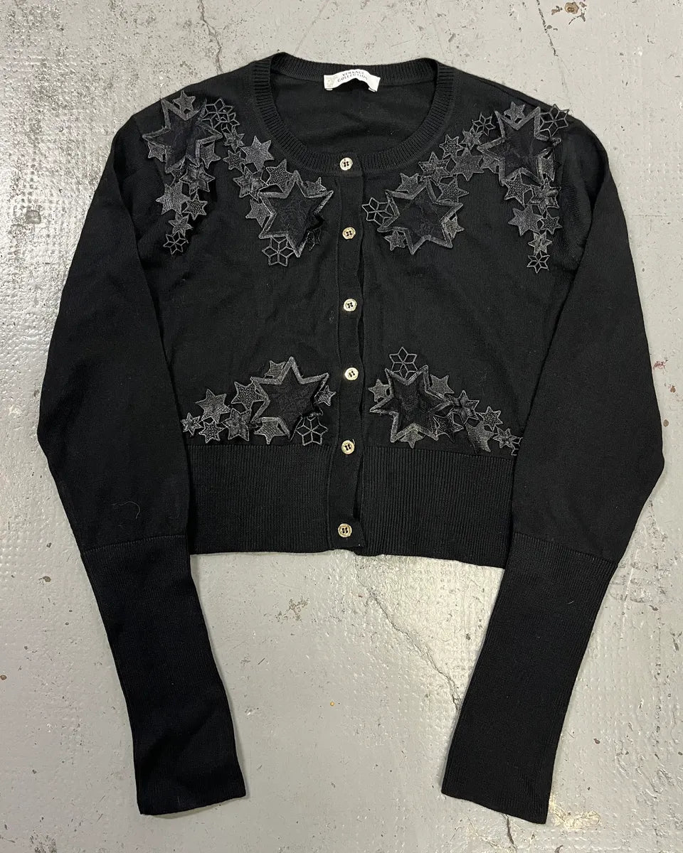 2010s Versace Black Star Embroidered Cardigan XavkspQ 0