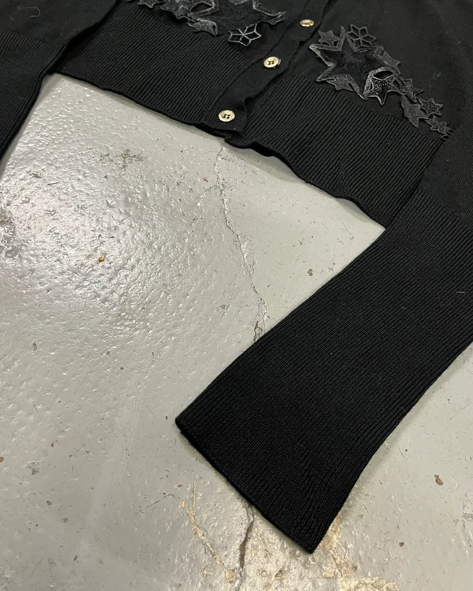 2010s Versace Black Star Embroidered Cardigan XavkspQ 5