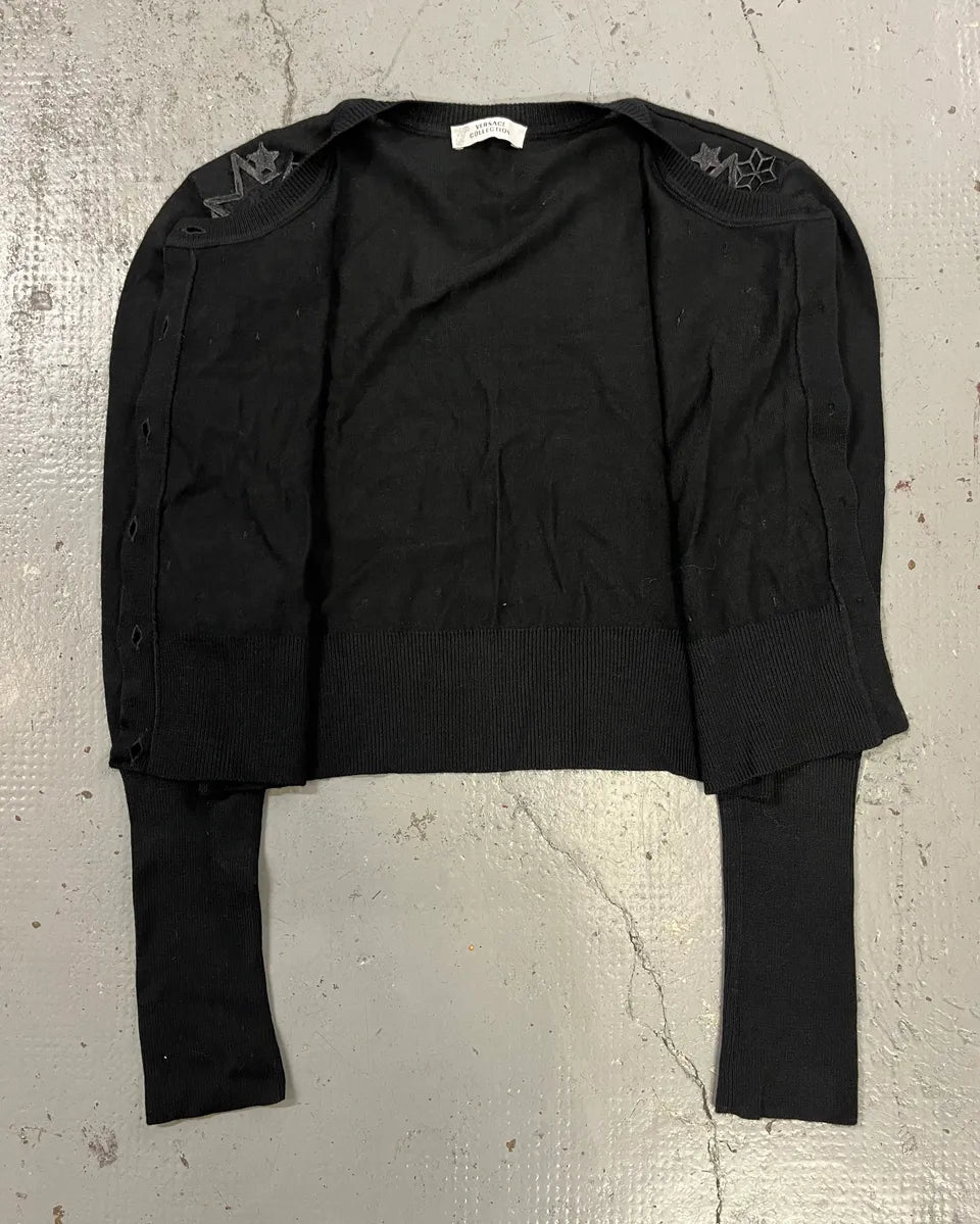 2010s Versace Black Star Embroidered Cardigan XavkspQ 7