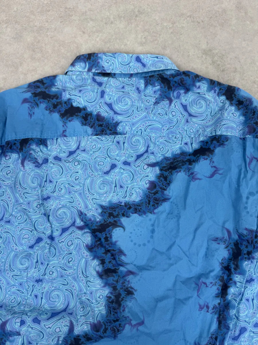2010s Versace Blue Abstract Royal Shirt zFhWdeD 4