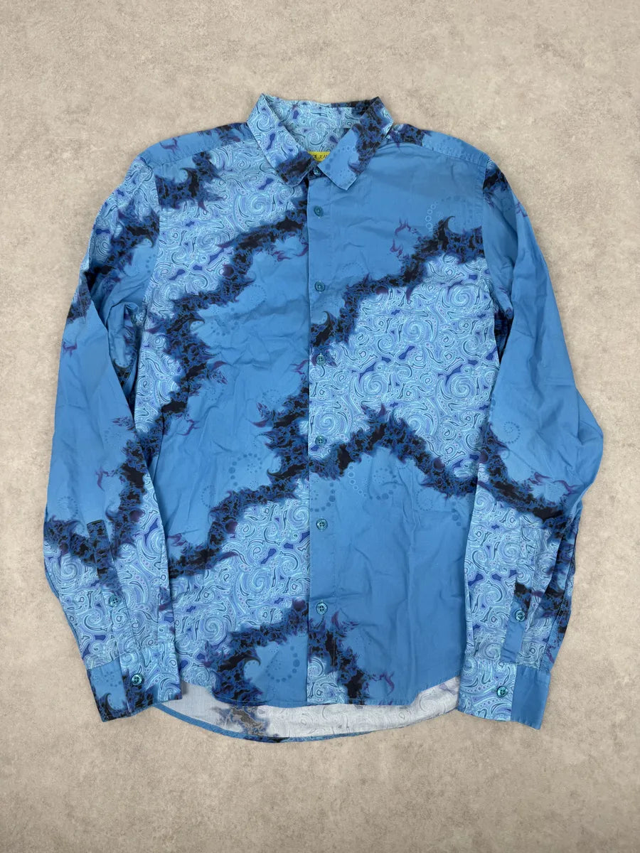 2010s Versace Blue Abstract Royal Shirt zFhWdeD 5