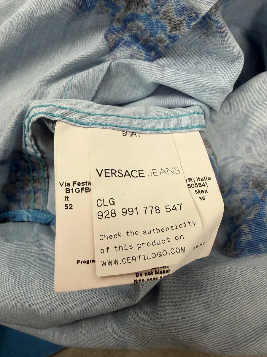 2010s Versace Blue Abstract Royal Shirt zFhWdeD 7