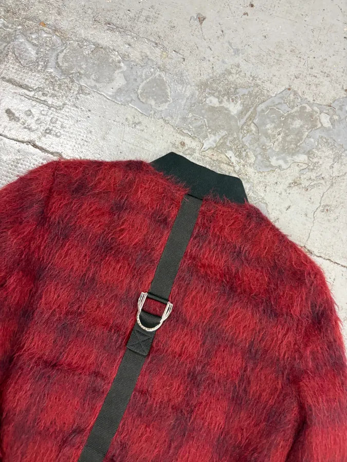 2010s Versace Red & Black Squared Plushed Bomber Jacket GHMesSj 6