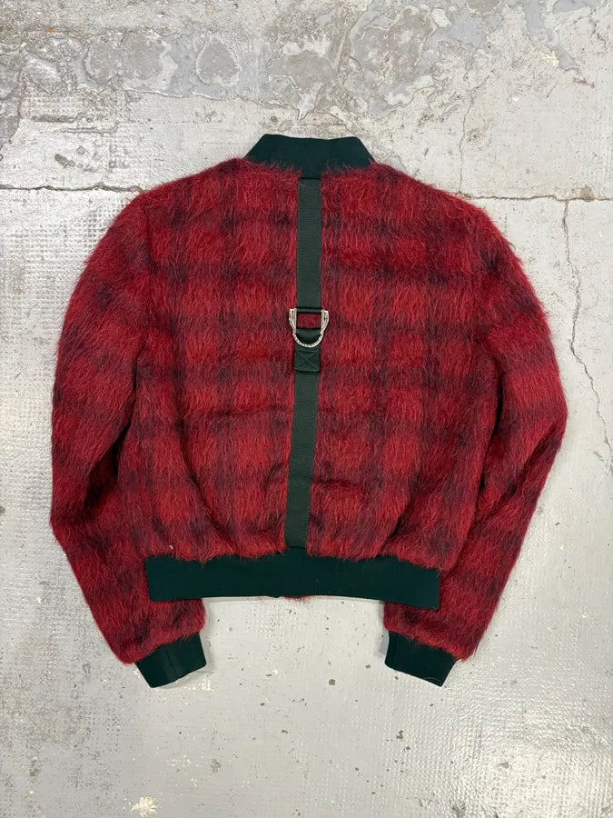 2010s Versace Red & Black Squared Plushed Bomber Jacket GHMesSj 7