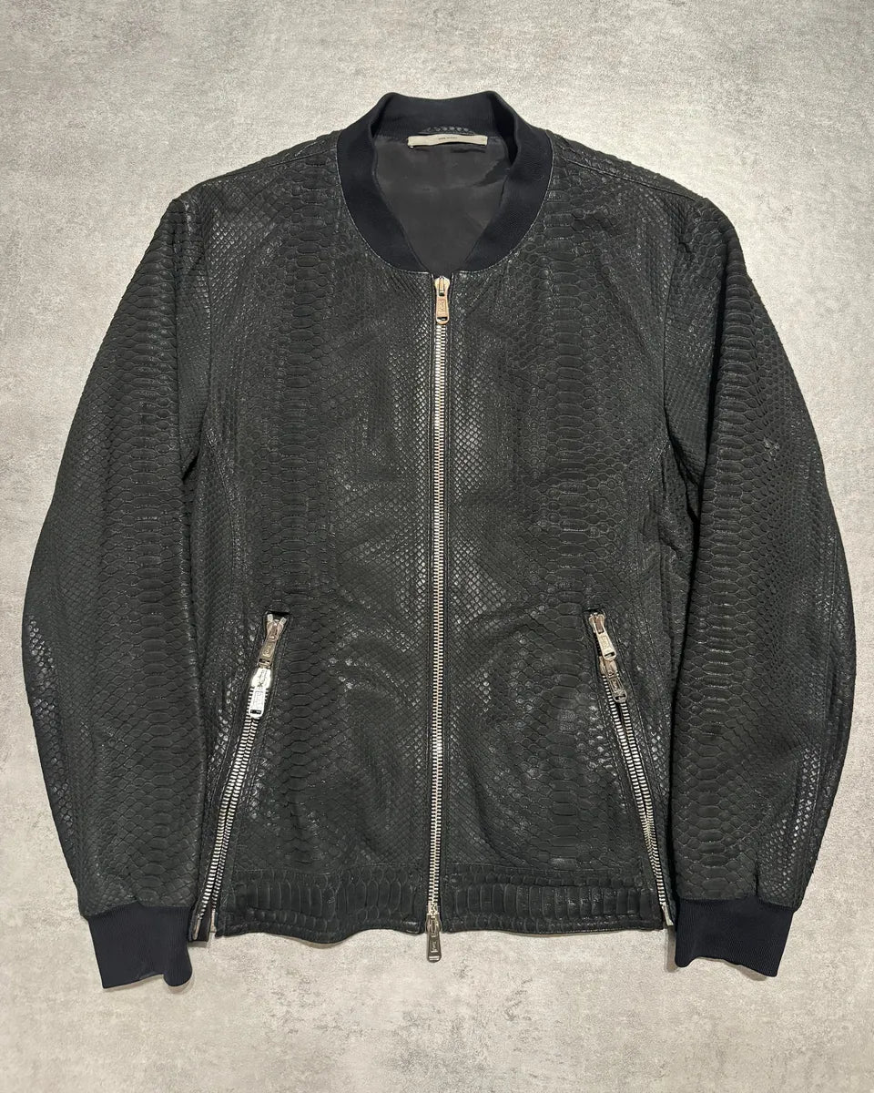 2010s Yves Saint Laurent Black Snakeskin Python Avant-Garde Leather Jacket BJeyKBi 0