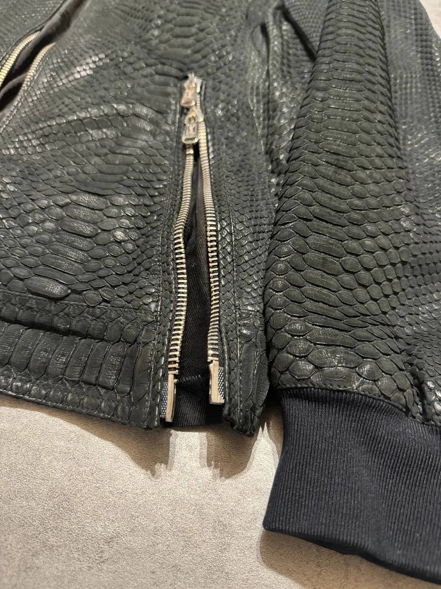 2010s Yves Saint Laurent Black Snakeskin Python Avant-Garde Leather Jacket BJeyKBi 10