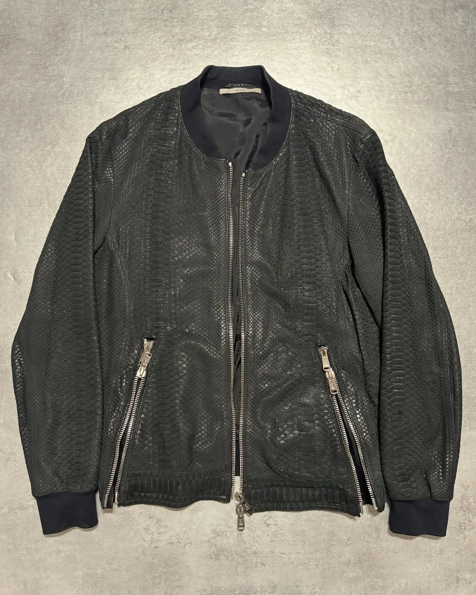 2010s Yves Saint Laurent Black Snakeskin Python Avant-Garde Leather Jacket BJeyKBi 11