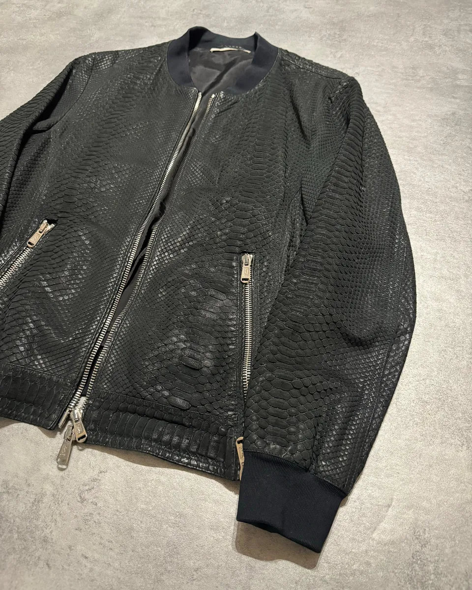 2010s Yves Saint Laurent Black Snakeskin Python Avant-Garde Leather Jacket BJeyKBi 13