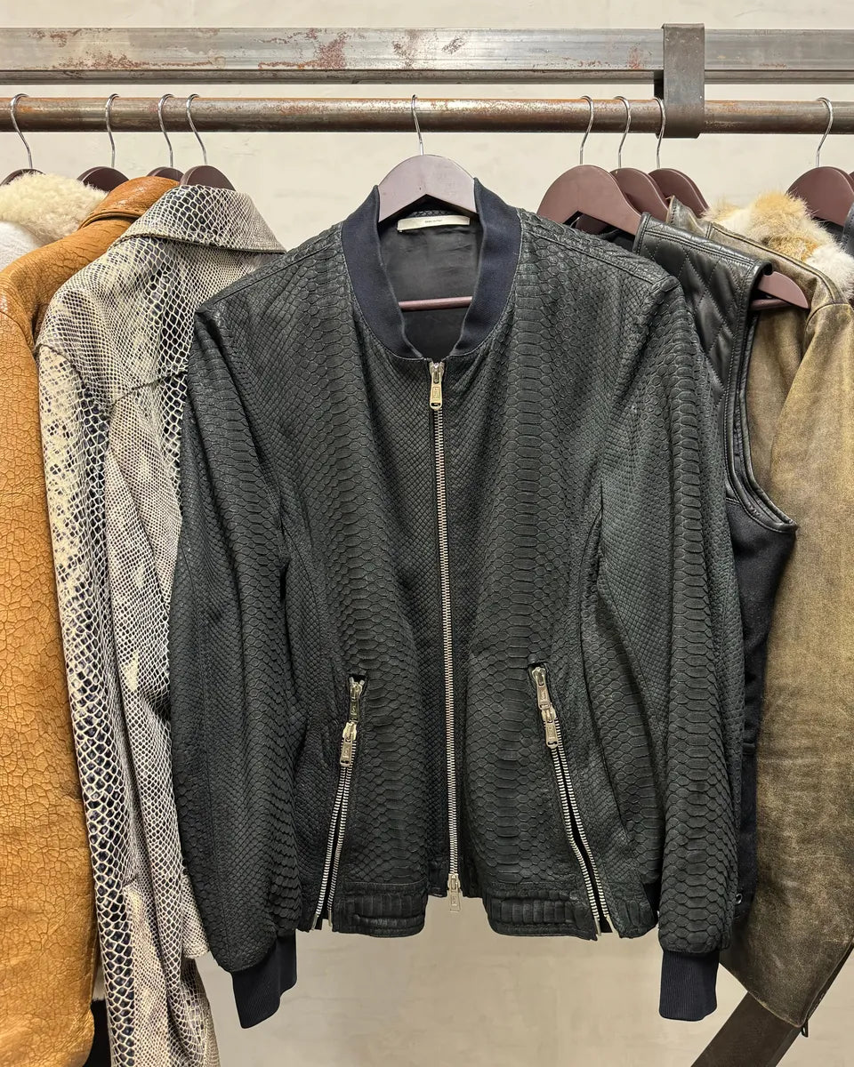 2010s Yves Saint Laurent Black Snakeskin Python Avant-Garde Leather Jacket BJeyKBi 2