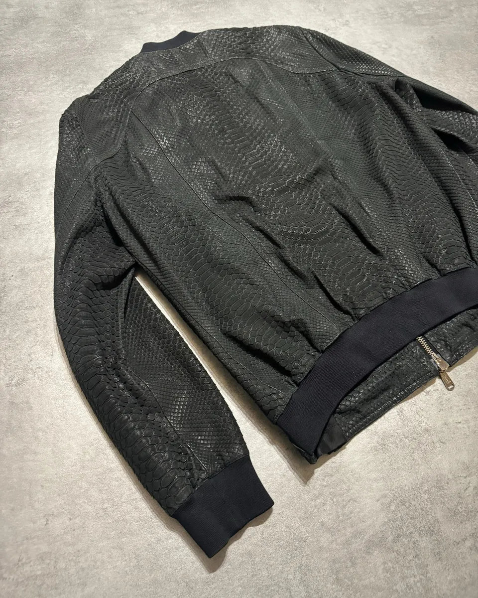 2010s Yves Saint Laurent Black Snakeskin Python Avant-Garde Leather Jacket BJeyKBi 3