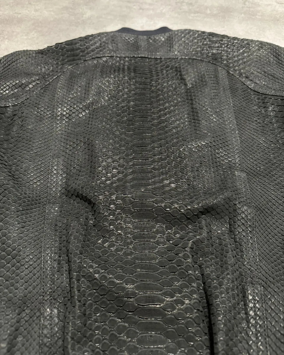 2010s Yves Saint Laurent Black Snakeskin Python Avant-Garde Leather Jacket BJeyKBi 4