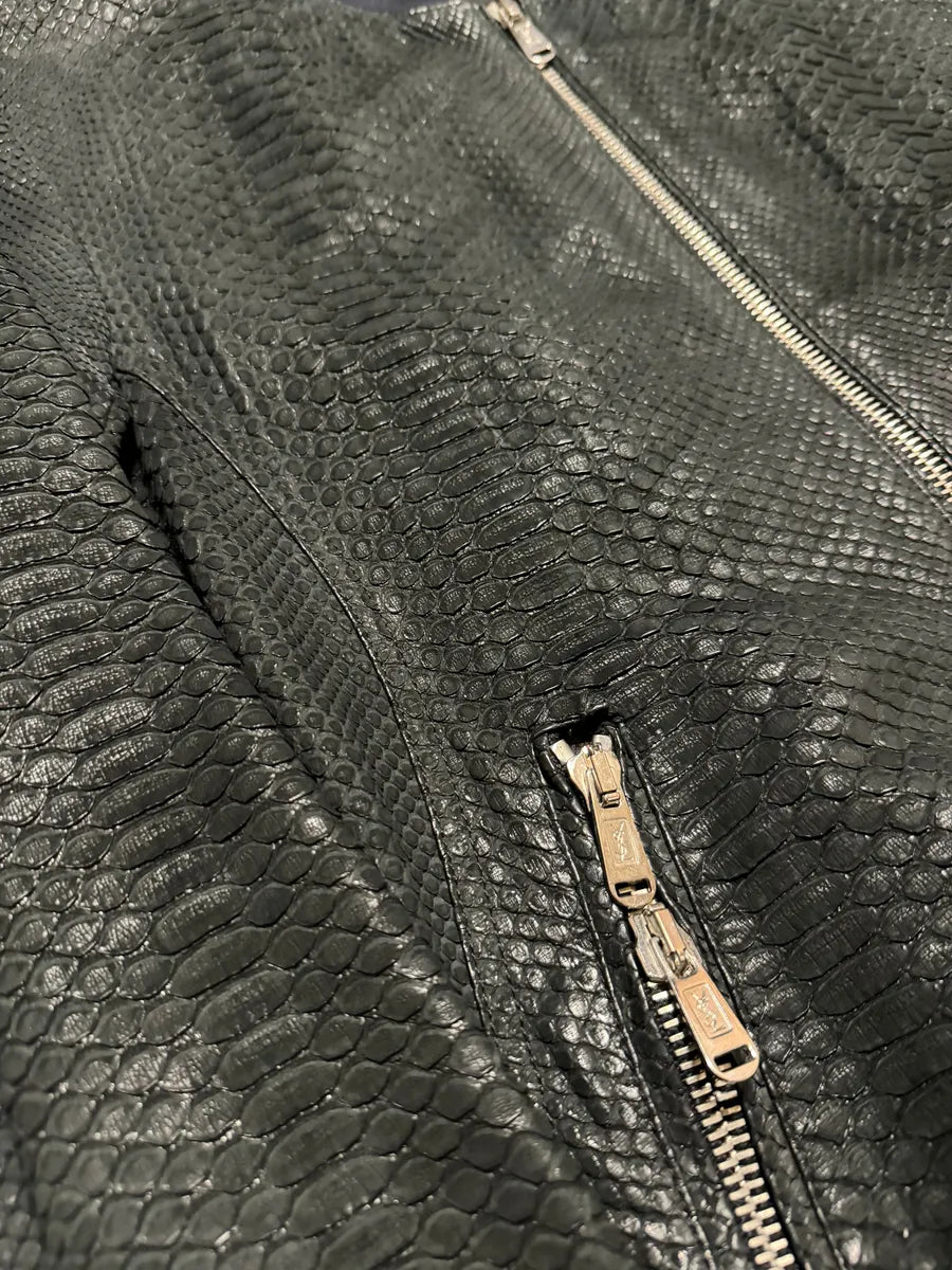 2010s Yves Saint Laurent Black Snakeskin Python Avant-Garde Leather Jacket BJeyKBi 5