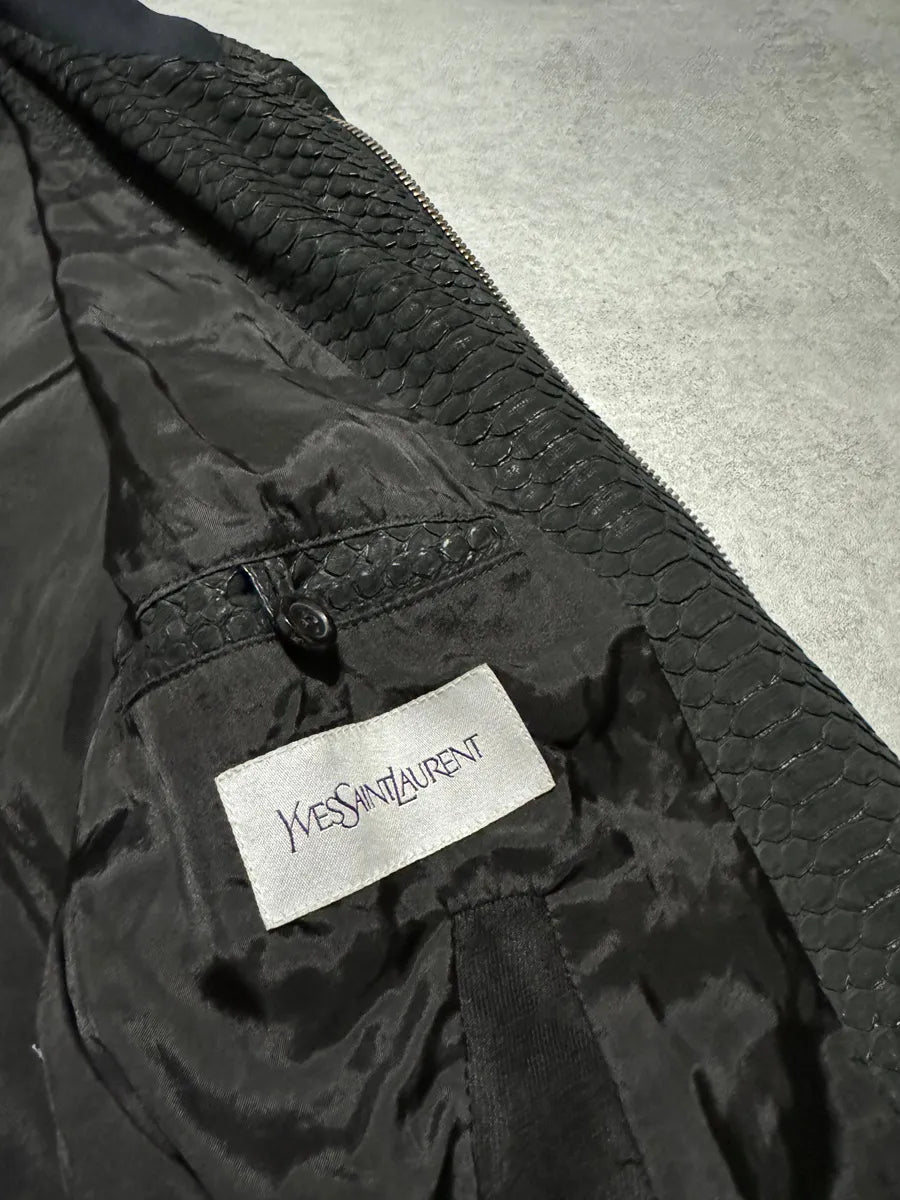 2010s Yves Saint Laurent Black Snakeskin Python Avant-Garde Leather Jacket BJeyKBi 7