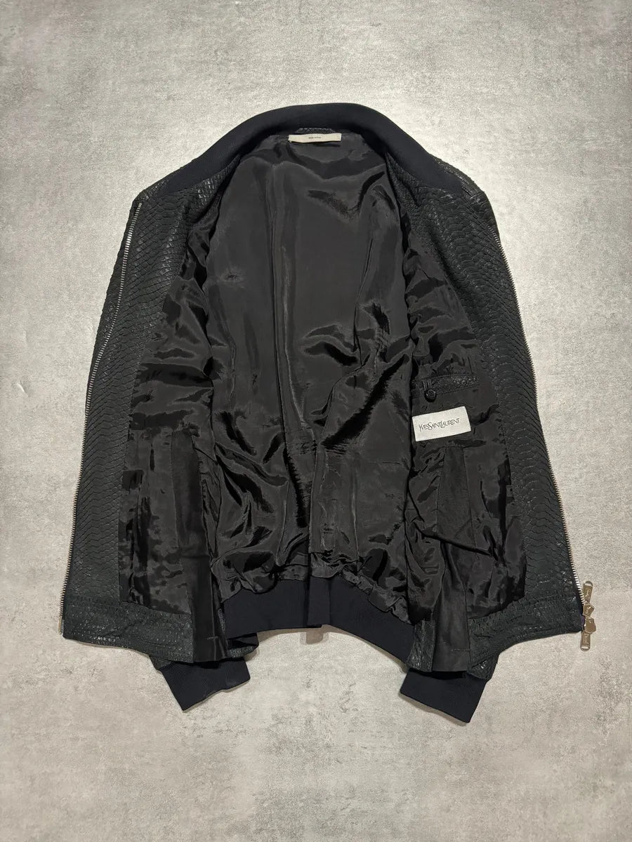 2010s Yves Saint Laurent Black Snakeskin Python Avant-Garde Leather Jacket BJeyKBi 8