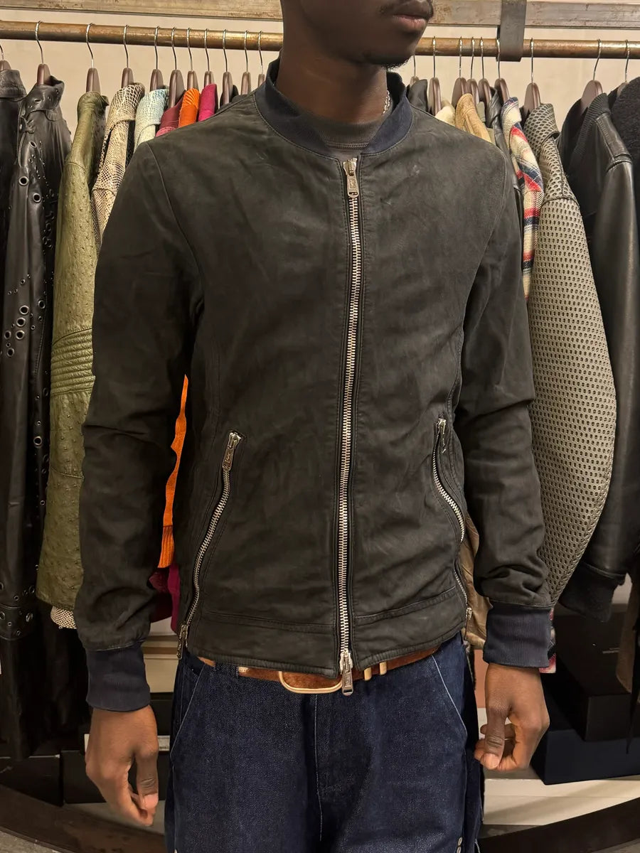 2010s Yves Saint Laurent Black Leather & Silk Zip-up Jacket SDHFCFK 1