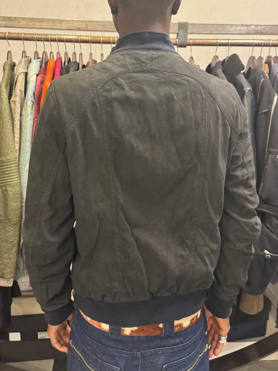 2010s Yves Saint Laurent Black Leather & Silk Zip-up Jacket SDHFCFK 2