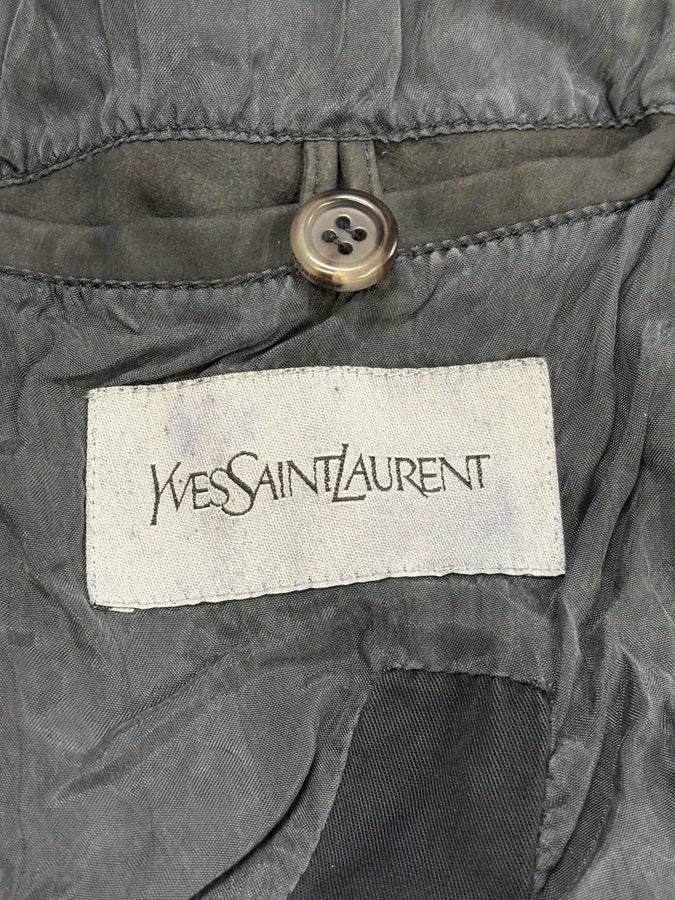 2010s Yves Saint Laurent Black Leather & Silk Zip-up Jacket SDHFCFK 10