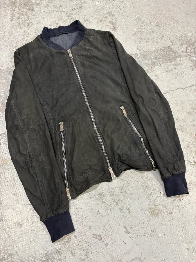 2010s Yves Saint Laurent Black Leather & Silk Zip-up Jacket SDHFCFK 3