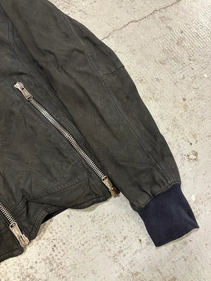 2010s Yves Saint Laurent Black Leather & Silk Zip-up Jacket SDHFCFK 5