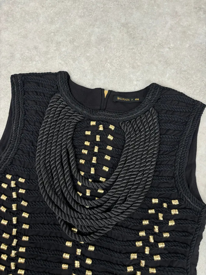2015 Balmain H&M Black Gold-Stud Tank Top GsBOFPT 4