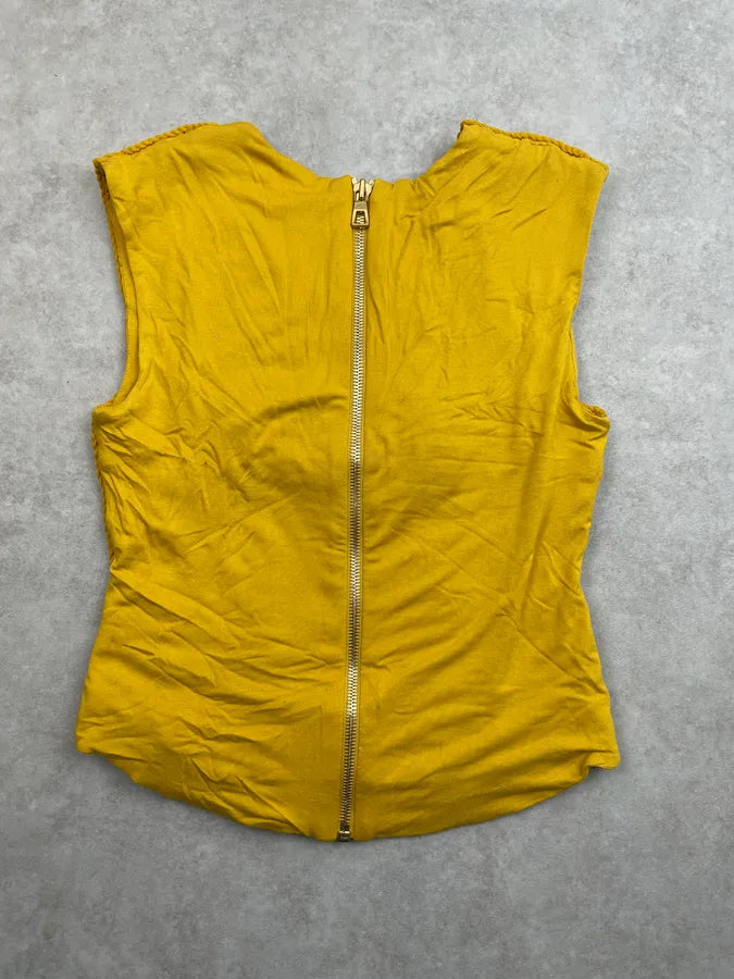 2015 Balmain H&M Mustard Yellow Rope-Embellished Top ZkFaHzz 3