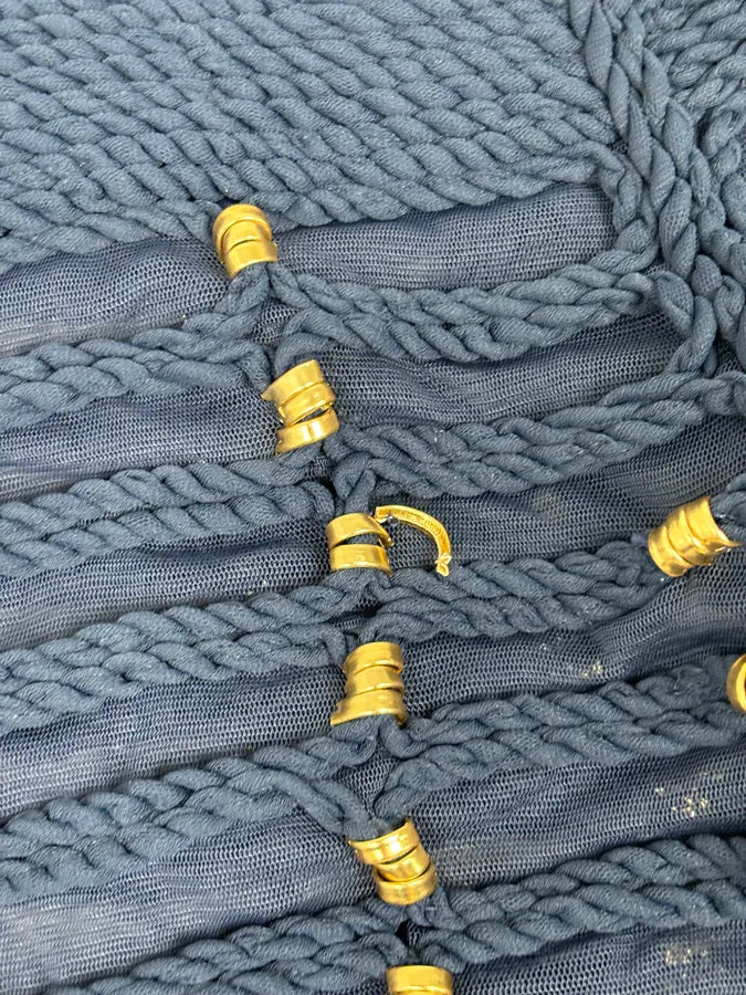 SS2015 Balmain x H&M Navy Gold-Beaded Blouse fSlWxAD 11