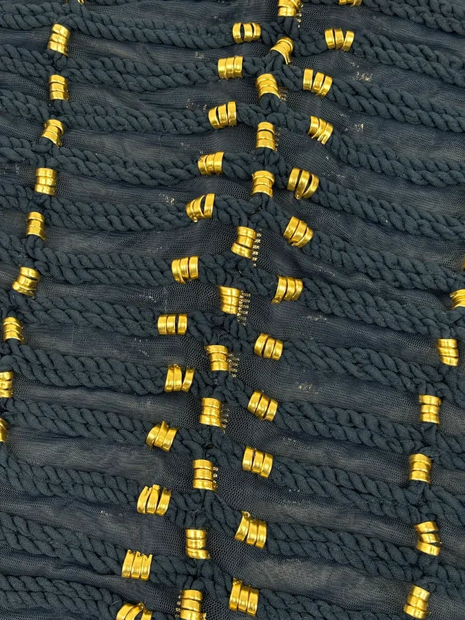 SS2015 Balmain x H&M Navy Gold-Beaded Blouse fSlWxAD 7