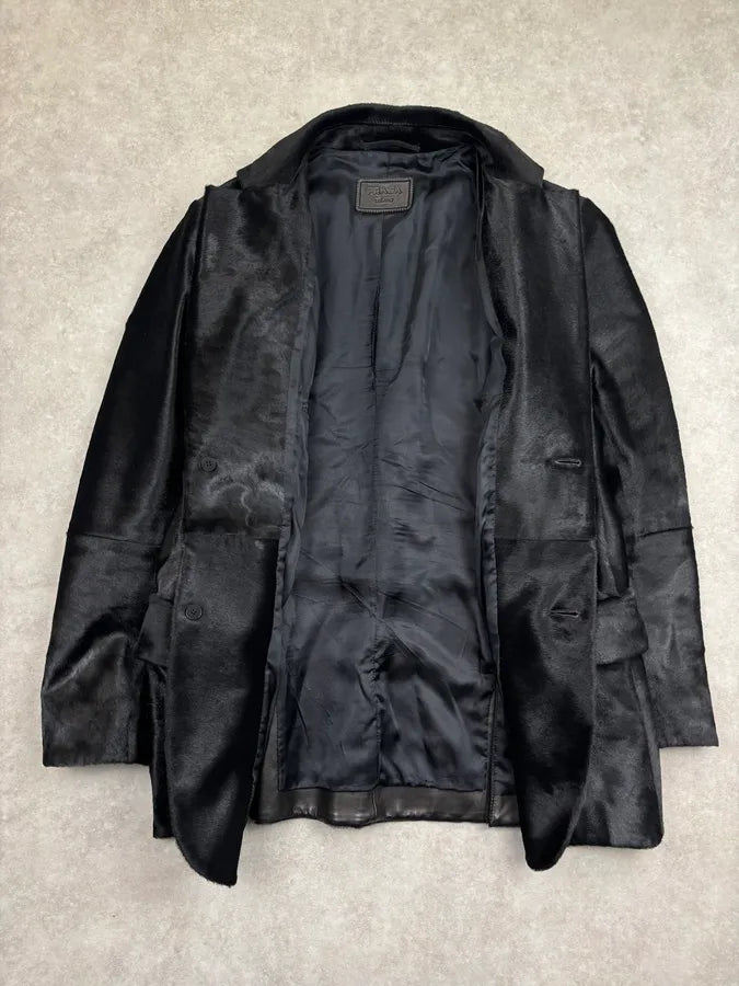 AW2011 Prada Black Pony Hair Leather Blazer Jacket PcIifOt 6