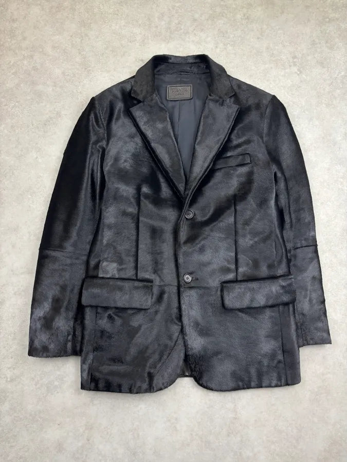 AW2011 Prada Black Pony Hair Leather Blazer Jacket PcIifOt 0