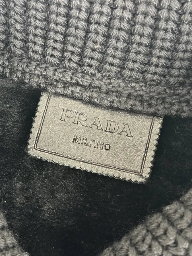 AW2011 Prada Black Leather Shearling-Lined Jacket YHlRXwp 9