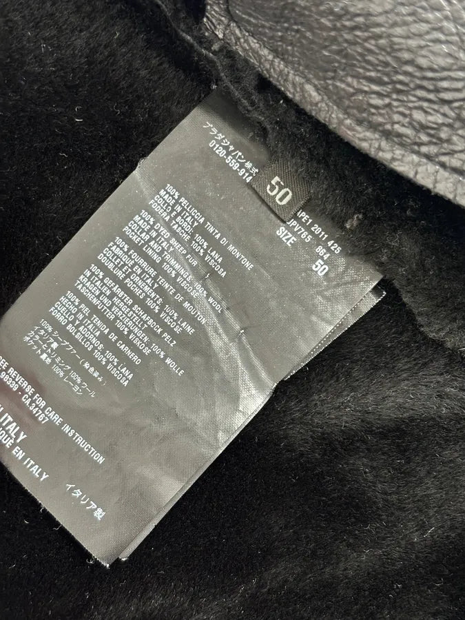 AW2011 Prada Black Leather Shearling-Lined Jacket YHlRXwp 10