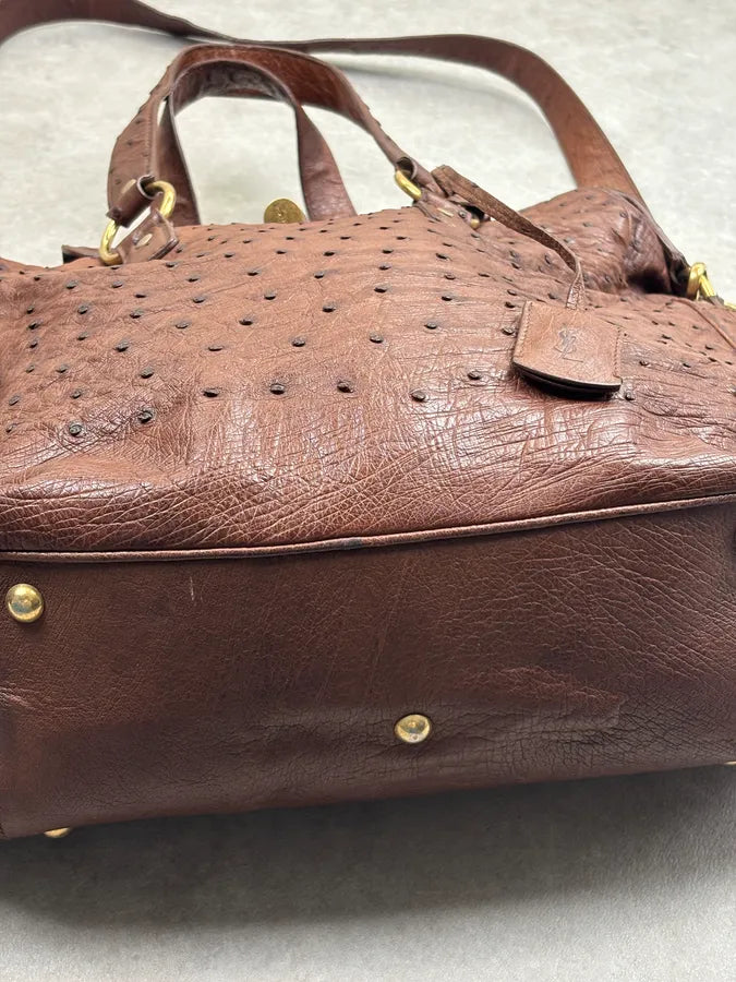 2011 Yves Saint Laurent Brown Ostrich Handle Bag VrxhTRp 9