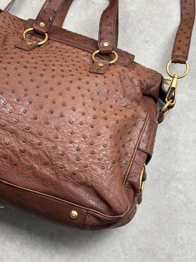 2011 Yves Saint Laurent Brown Ostrich Handle Bag VrxhTRp 13